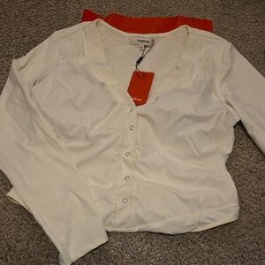 Papaya Cream Button-Up Bodysuit